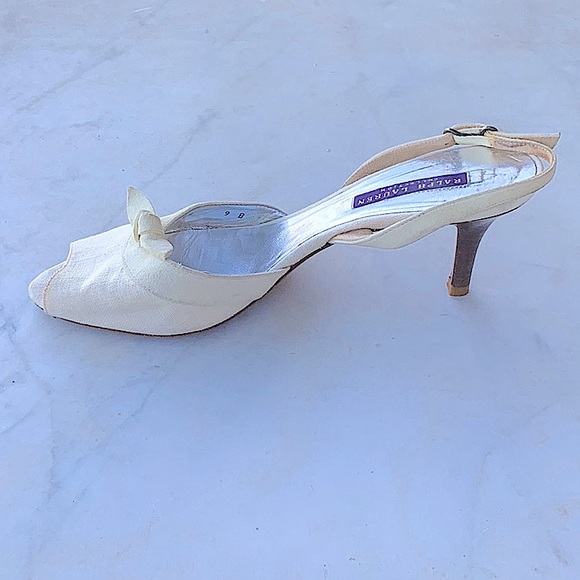 RALPH LAUREN COLLECTION SLING BACK  SUEDE LINEN 3 IN 9M Y2K VINTAGE ITALY - Picture 6 of 12